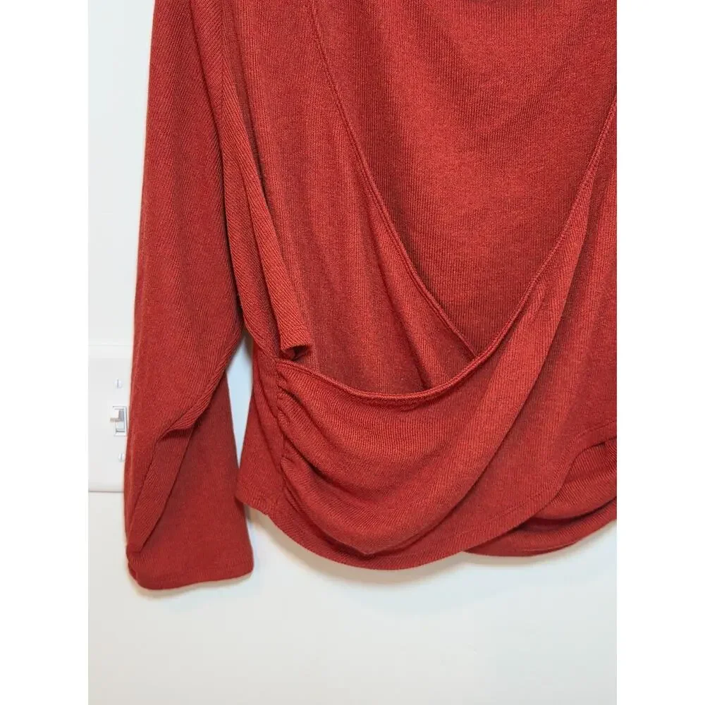 Anthropologie Saturday Sunday Wrap Cropped Sweater Size 1X Burnout Orange